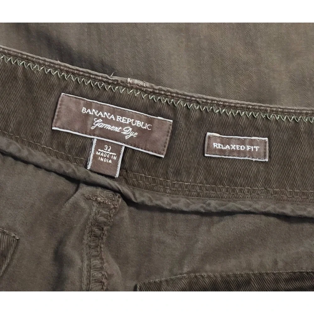 Banana Republic Garment Dye Relaxed Fit Cargo Shorts Brown 32 Mens Utility
